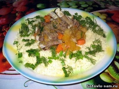Кускус с тыквой и бараньими ребрышками
